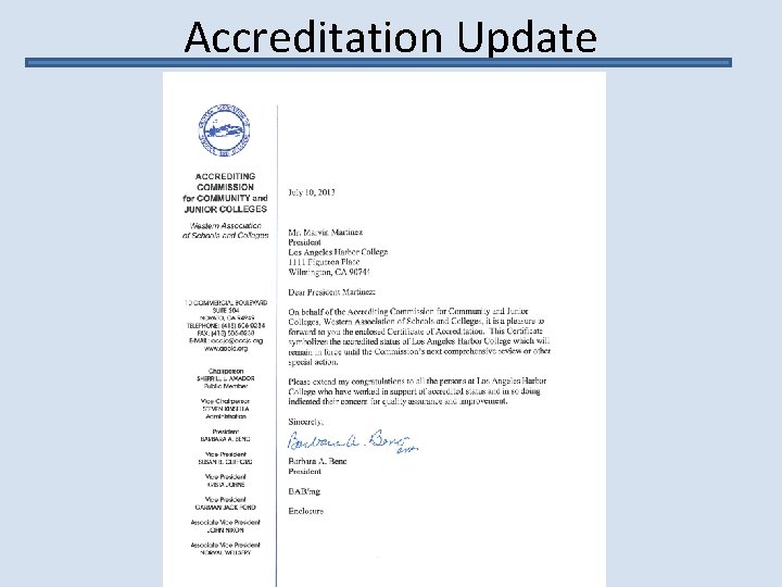 Accreditation Update 