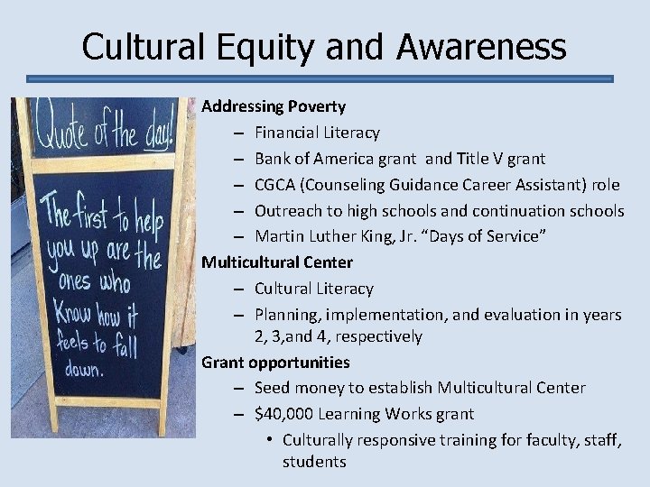 Cultural Equity and Awareness Addressing Poverty – Financial Literacy – Bank of America grant