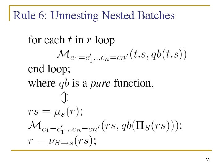 Rule 6: Unnesting Nested Batches 30 