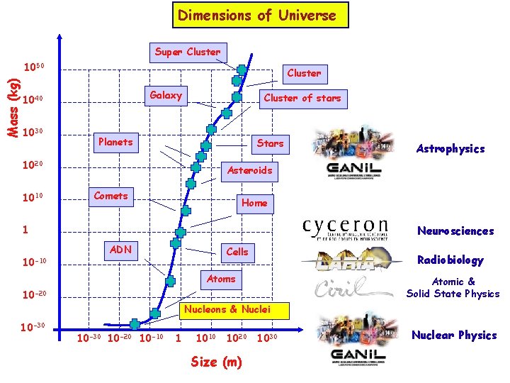 Dimensions of Universe Super Cluster Mass (kg) 1050 Cluster Galaxy 1040 1030 Cluster of