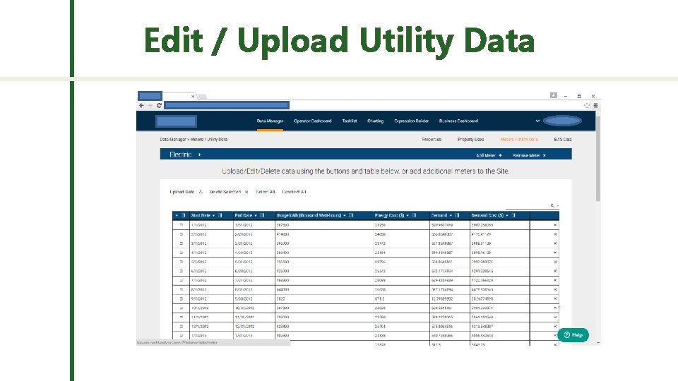 Edit / Upload Utility Data 