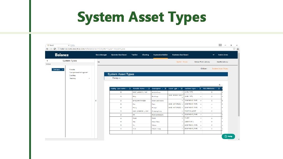 System Asset Types 