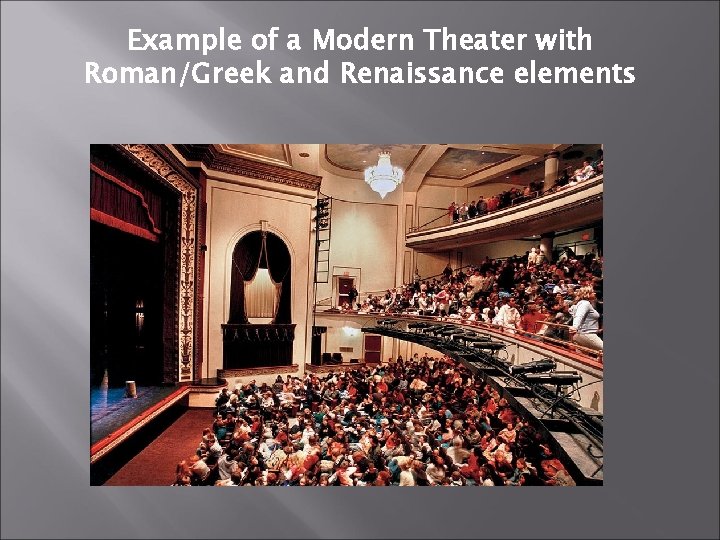Example of a Modern Theater with Roman/Greek and Renaissance elements 