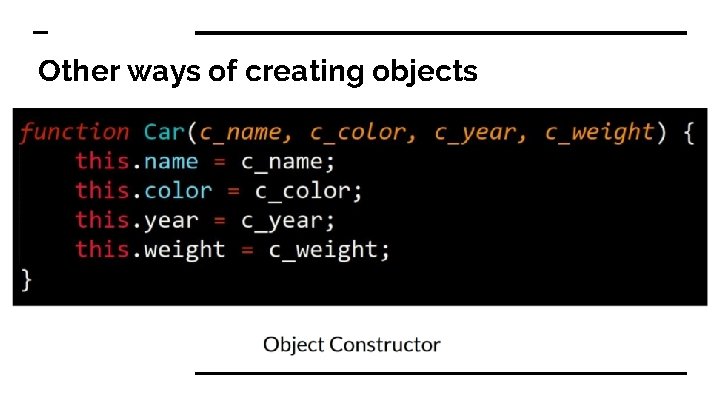 Other ways of creating objects 
