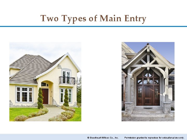 Two Types of Main Entry © Goodheart-Willcox Co. , Inc. Permission granted to reproduce