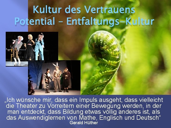 Kultur des Vertrauens Potential – Entfaltungs-Kultur „Ich wünsche mir, dass ein Impuls ausgeht, dass