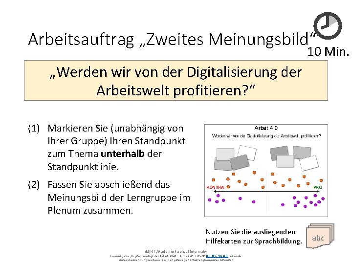 Arbeitsauftrag „Zweites Meinungsbild“ 10 Min. „Werden wir von der Digitalisierung der Arbeitswelt profitieren? “