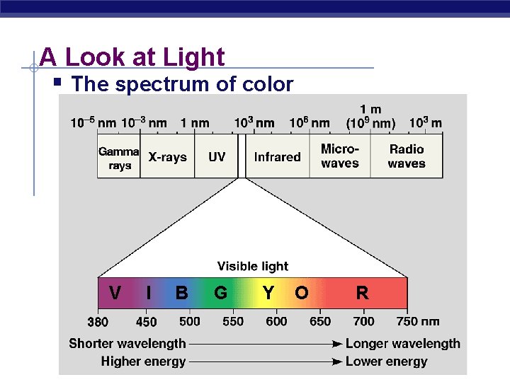 A Look at Light § The spectrum of color V I B G Y