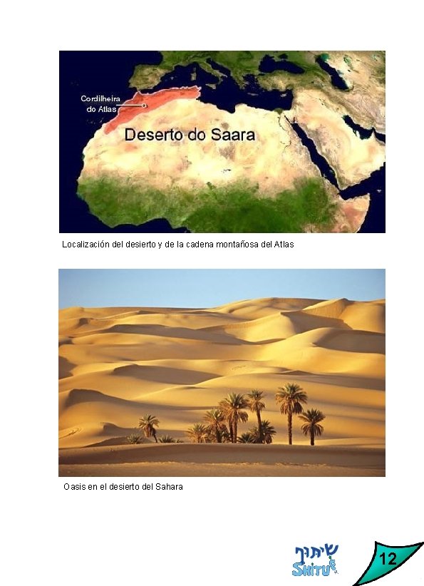 Localización del desierto y de la cadena montañosa del Atlas Oasis en el desierto