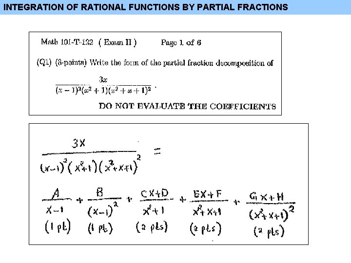 INTEGRATION OF RATIONAL FUNCTIONS BY PARTIAL FRACTIONS 