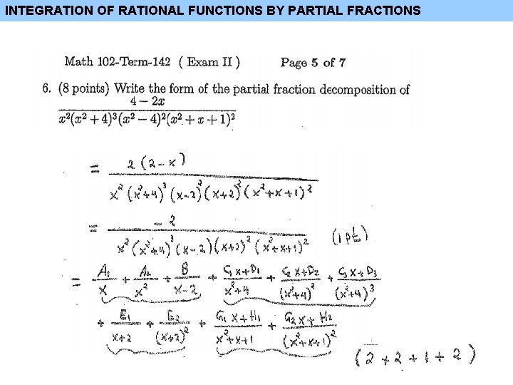 INTEGRATION OF RATIONAL FUNCTIONS BY PARTIAL FRACTIONS 
