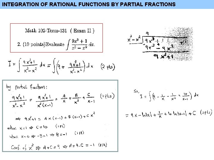 INTEGRATION OF RATIONAL FUNCTIONS BY PARTIAL FRACTIONS 