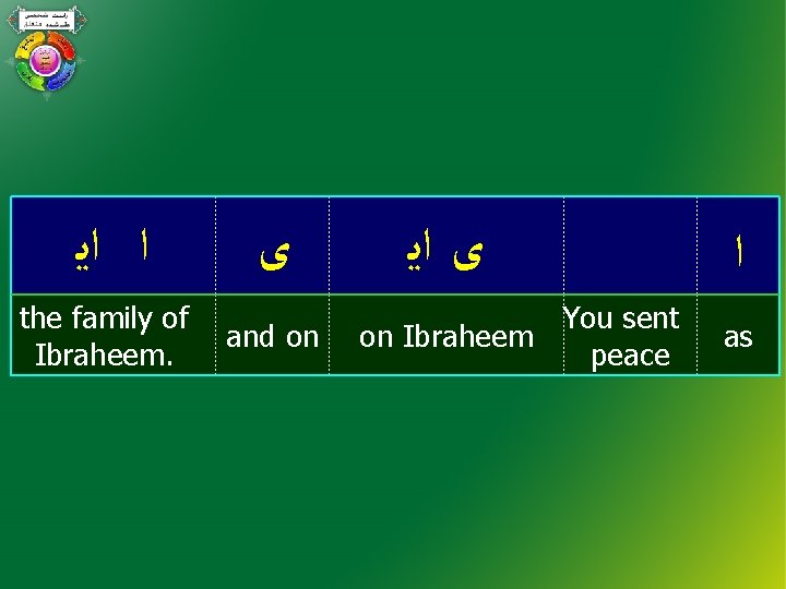  ﺍ ﺍﻳ the family of Ibraheem. ﻯ and on ﻯ ﺍﻳ You sent