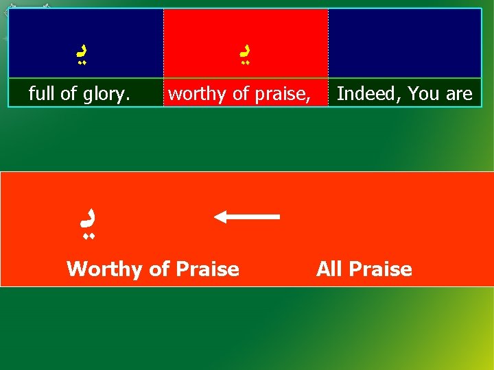  ﻳ full of glory. ﻳ worthy of praise, Indeed, You are ﻳ Worthy