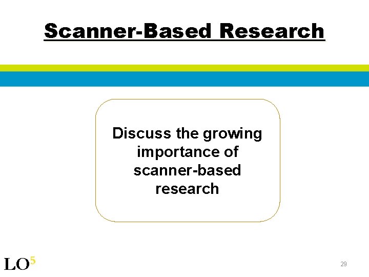 Scanner-Based Research Discuss the growing importance of scanner-based research LO 5 29 