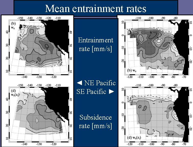 Mean entrainment rates Entrainment rate [mm/s] ◄ NE Pacific SE Pacific ► Subsidence rate