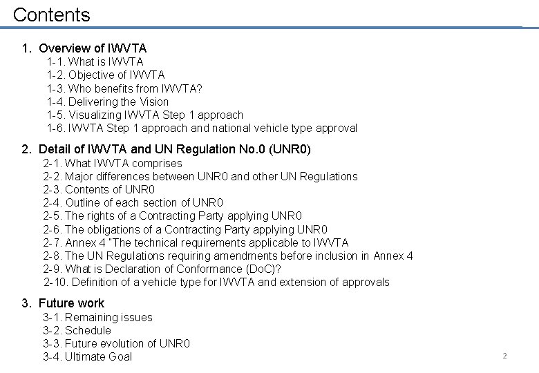 Contents 1. Overview of IWVTA 1 -1. What is IWVTA 1 -2. Objective of