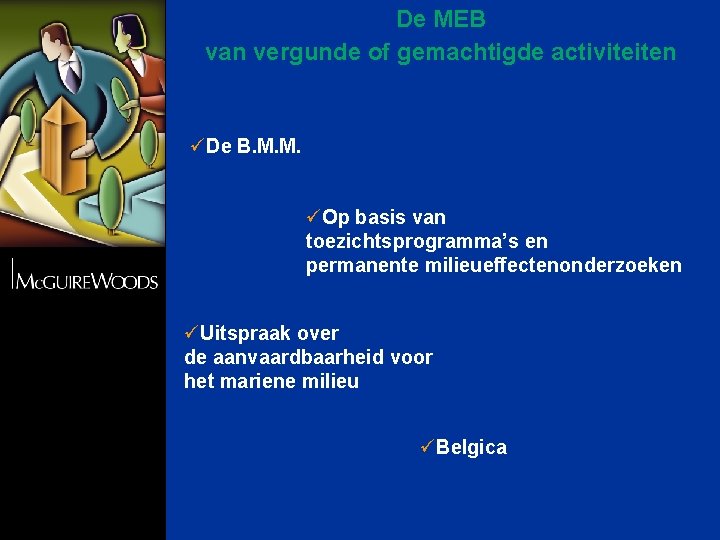 De MEB van vergunde of gemachtigde activiteiten üDe B. M. M. üOp basis van