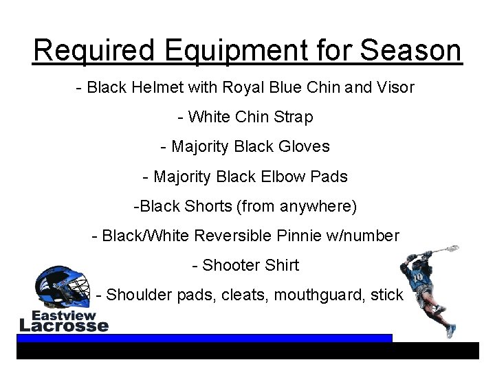 Required Equipment for Season - Black Helmet with Royal Blue Chin and Visor -