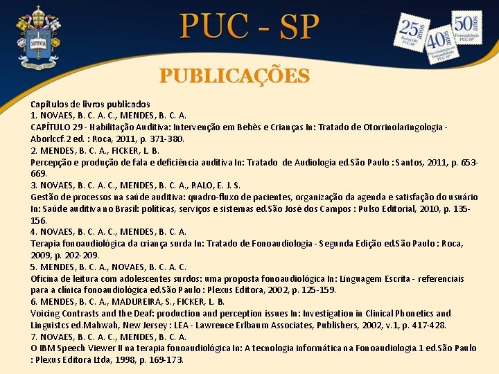 PUBLICAÇÕES Capítulos de livros publicados 1. NOVAES, B. C. A. C. , MENDES, B.