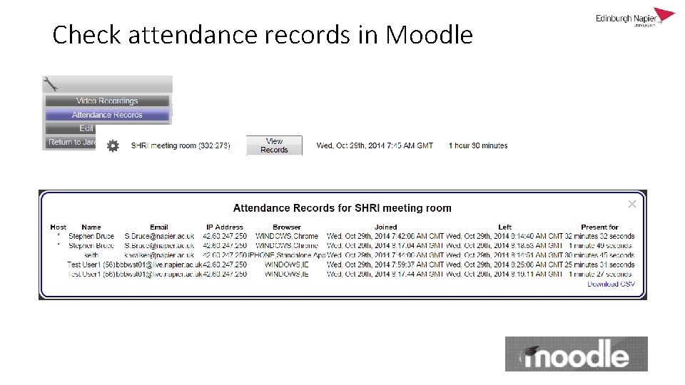 Check attendance records in Moodle 