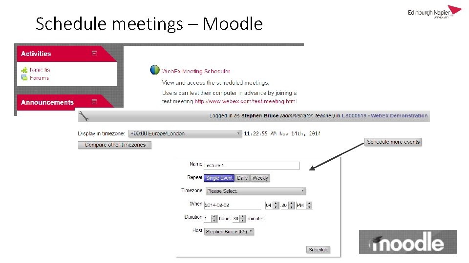 Schedule meetings – Moodle 