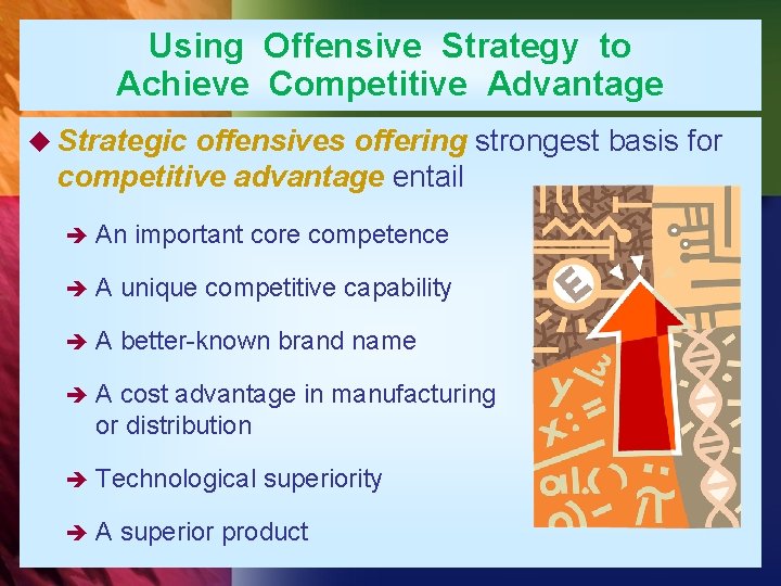 Using Offensive Strategy to Achieve Competitive Advantage u Strategic offensives offering strongest basis for