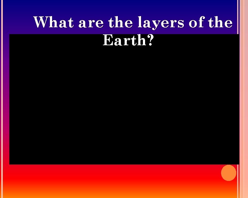 What are the layers of the Earth? 