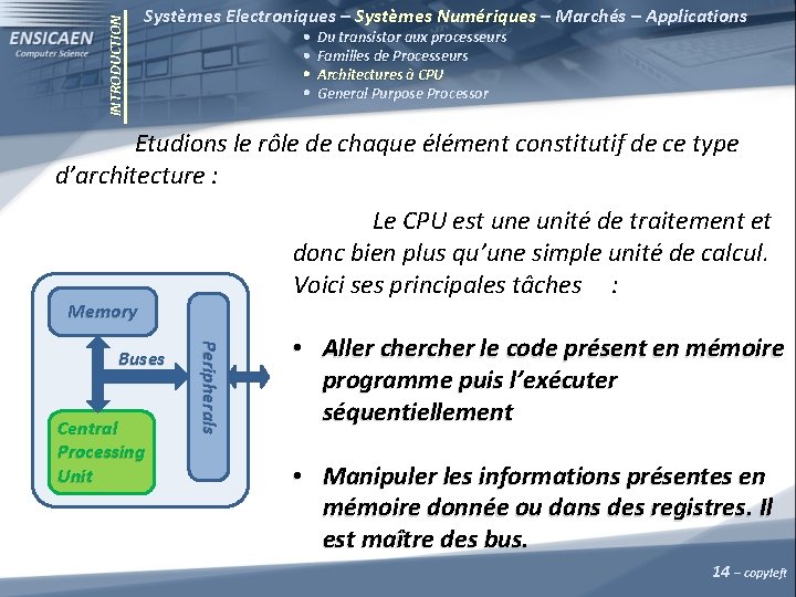 INTRODUCTION Systèmes Electroniques – Systèmes Numériques – Marchés – Applications Du transistor aux processeurs