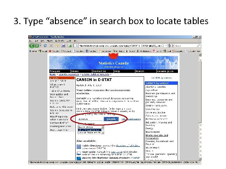 3. Type “absence” in search box to locate tables 