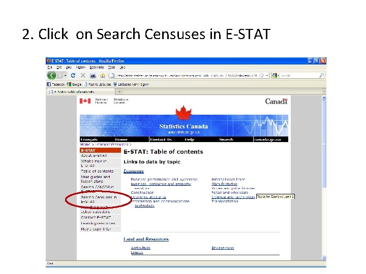 2. Click on Search Censuses in E-STAT 