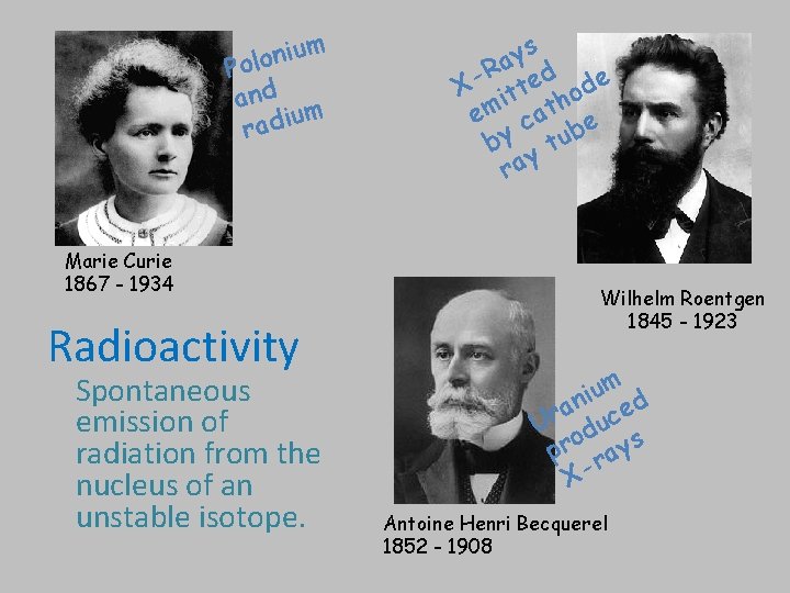 ium n o l Po and m u radi Marie Curie 1867 - 1934