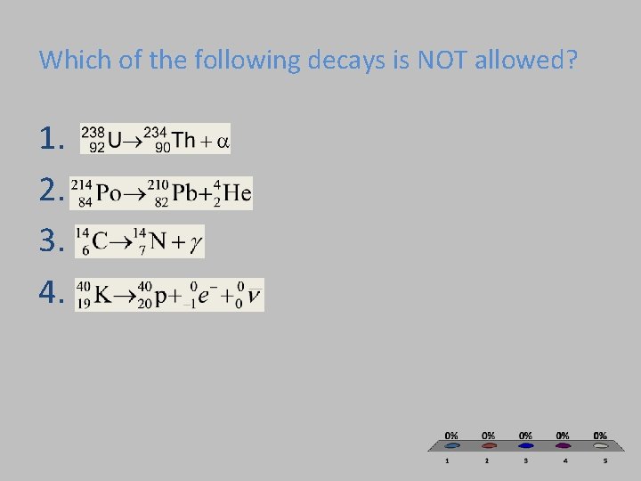 Which of the following decays is NOT allowed? 1. 2. 3. 4. 