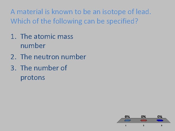 A material is known to be an isotope of lead. Which of the following