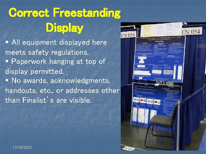 Correct Freestanding Display § All equipment displayed here meets safety regulations. § Paperwork hanging Correct Freestanding Display § All equipment displayed here meets safety regulations. § Paperwork hanging