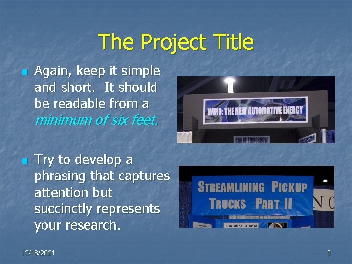 The Project Title n Again, keep it simple and short. It should be readable The Project Title n Again, keep it simple and short. It should be readable