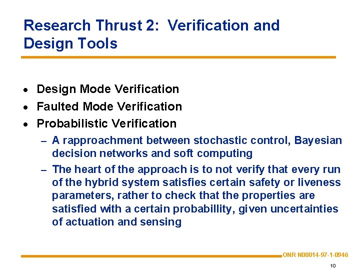 Research Thrust 2: Verification and Design Tools · Design Mode Verification · Faulted Mode