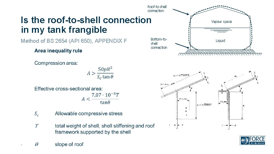 Roof-to-shell connection Is the roof-to-shell connection in my tank frangible Method of BS 2654