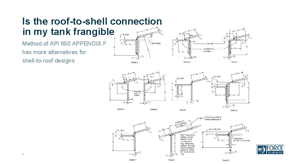 Is the roof-to-shell connection in my tank frangible Method of API 650 APPENDIX F