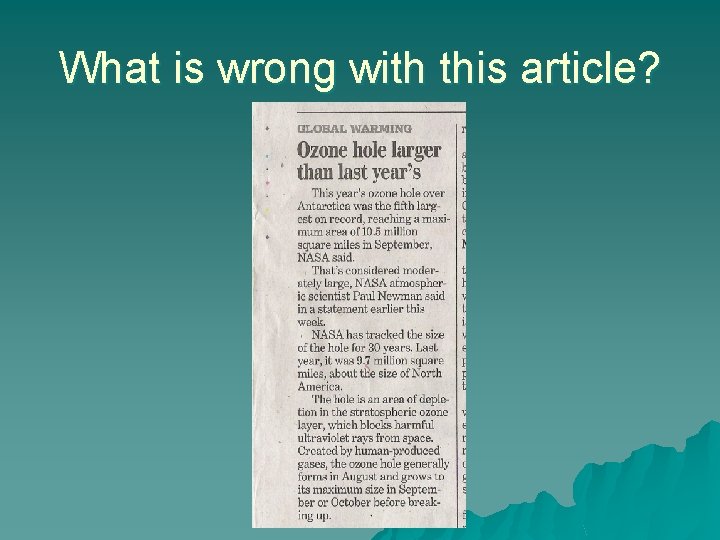 What is wrong with this article? 