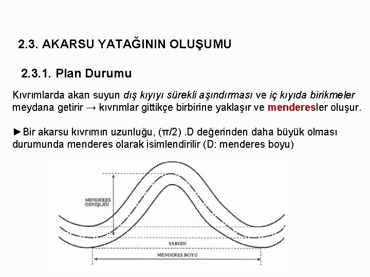 2. 3. AKARSU YATAĞININ OLUŞUMU 2. 3. 1. Plan Durumu Kıvrımlarda akan suyun dış