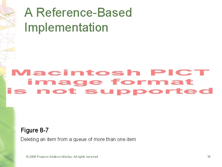 A Reference-Based Implementation Figure 8 -7 Deleting an item from a queue of more