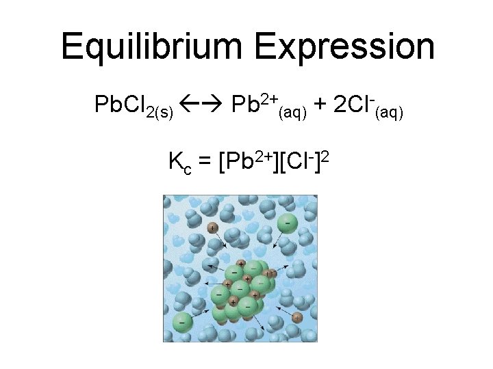 Equilibrium Expression Pb. Cl 2(s) Pb 2+(aq) + 2 Cl-(aq) Kc = [Pb 2+][Cl-]2