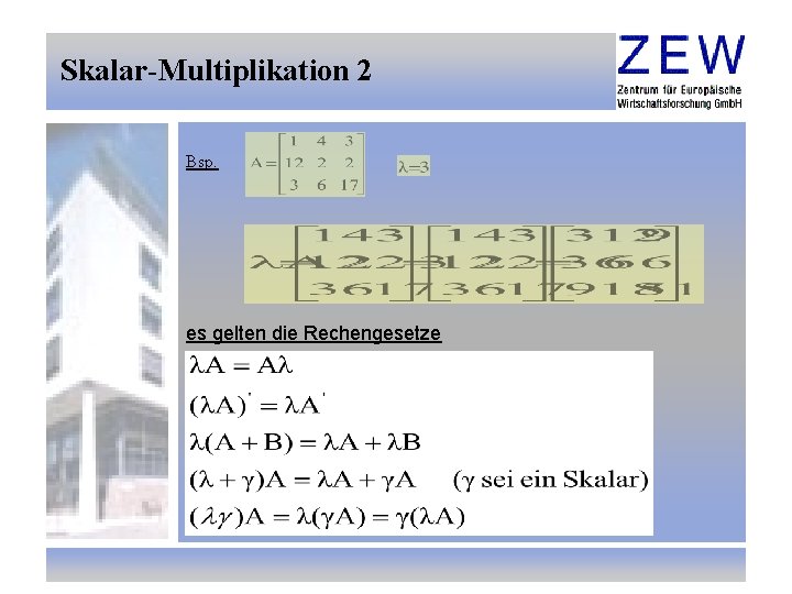 Skalar-Multiplikation 2 Bsp. es gelten die Rechengesetze 