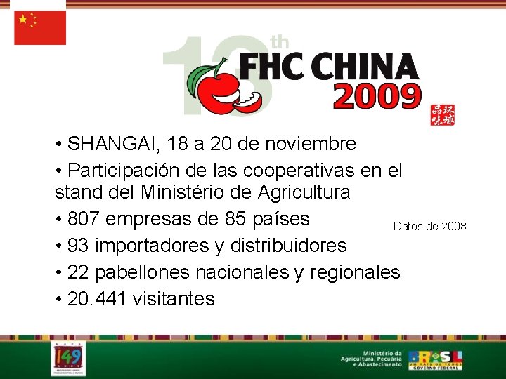  • SHANGAI, 18 a 20 de noviembre • Participación de las cooperativas en