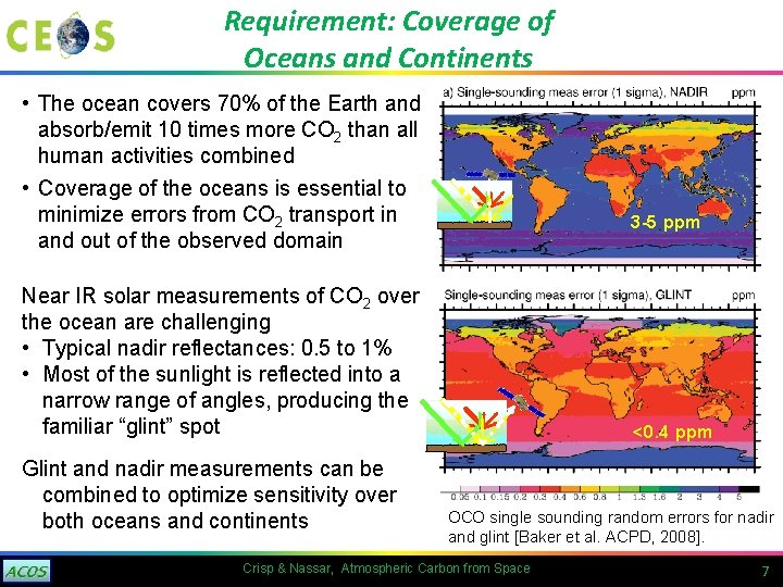 Requirement: Coverage of Oceans and Continents • The ocean covers 70% of the Earth