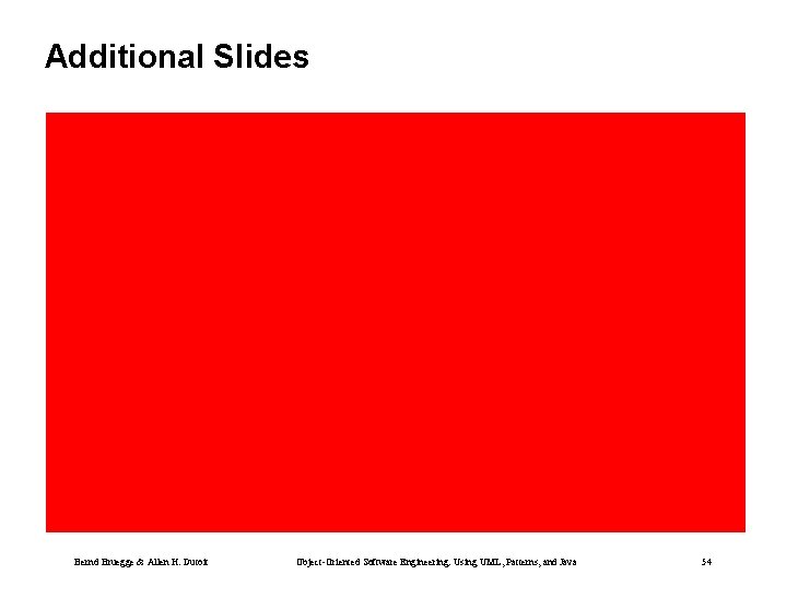 Additional Slides Bernd Bruegge & Allen H. Dutoit Object-Oriented Software Engineering: Using UML, Patterns,