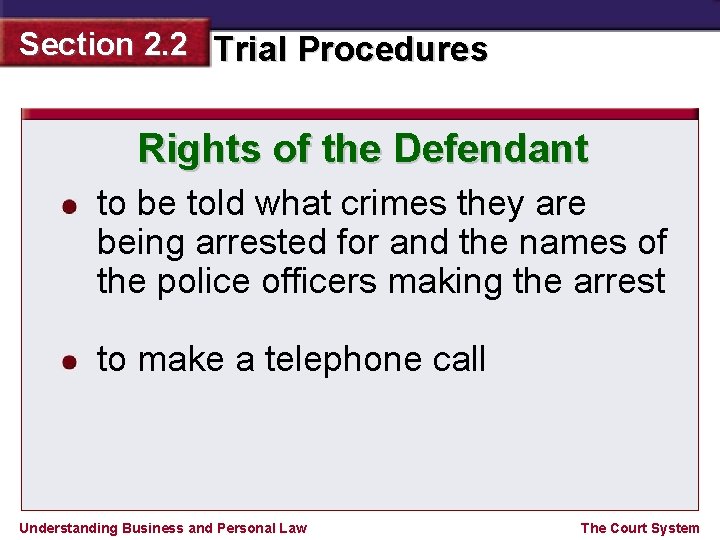 Section 2. 2 Trial Procedures Rights of the Defendant to be told what crimes