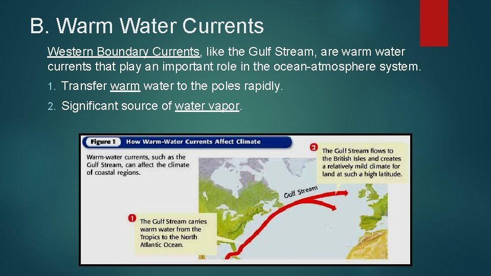 B. Warm Water Currents Western Boundary Currents, like the Gulf Stream, are warm water