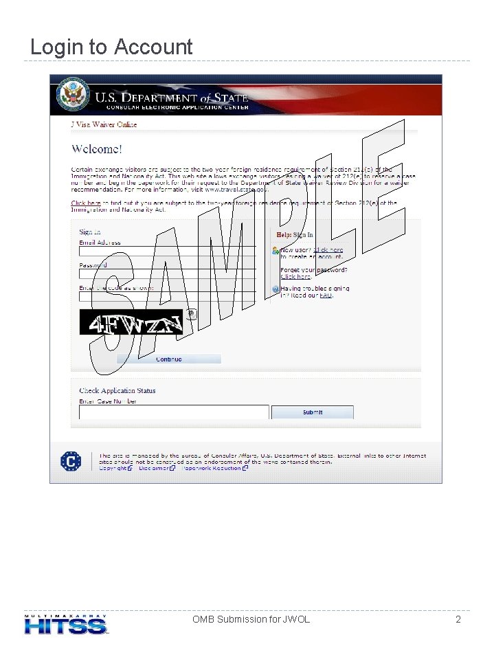 Login to Account OMB Submission for JWOL 2 